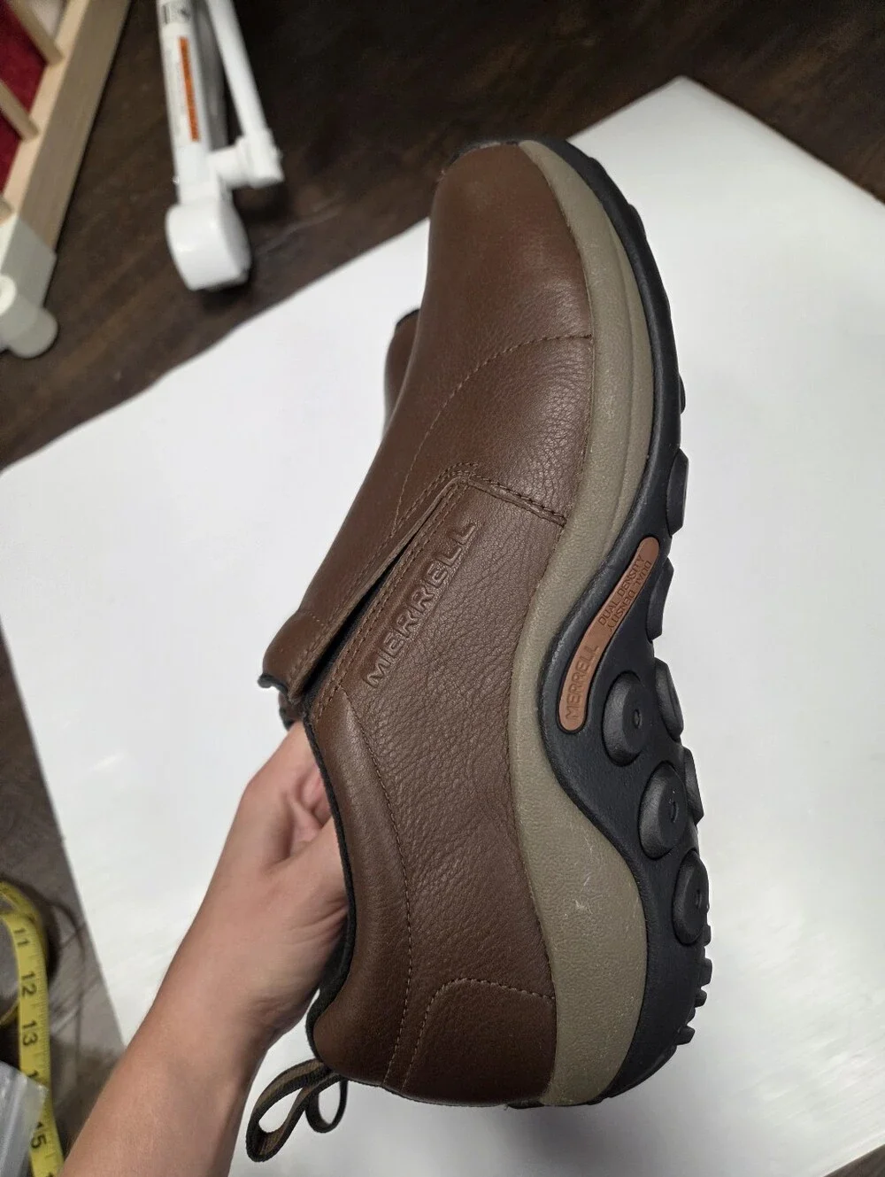 Merrell Men's Jungle Moc Leather Brown Slip-On Shoes, Size 10